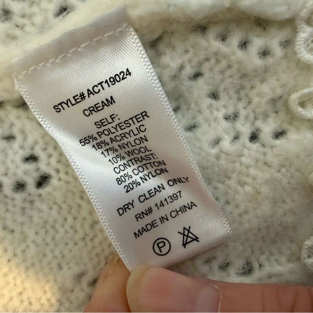 ASTR‎ The Label Cream Lace Up Cardigan XS Cottagecore Romantic Knit Boho NWT